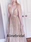 Sexy V-neck Sleeveless Spaghetti straps A-line Long Prom Dress, PD3530