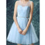 Light Blue Tulle Cute homecoming prom dresses, CM0017