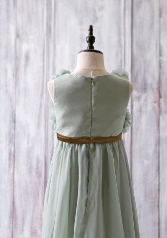 Sleeveless Bustled Flower Top A-line Chiffon Flower Girl Dresses, Chea AlineBridal Sleeveless Bustled Flower Top A-line Chiffon Flower Girl Dresses, Chea AlineBridal