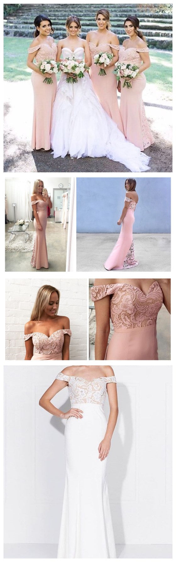Junior Pretty Blush Pink Lace Off Shoulder Sweet Heart Mermaid Floor L AlineBridal