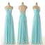 Junior Off Shouler V-neck Blue Chiffon Formal A Line Floor-Length Wedding Party Dresses for Bridesmaid, WG56