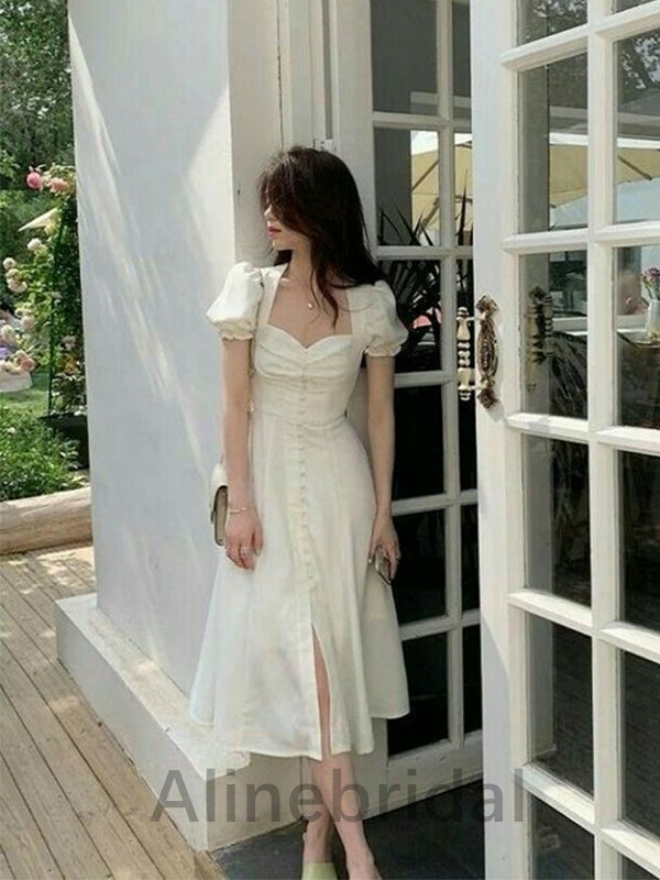 Elegant Cap sleeves Square A-line Prom Dress, PD3572