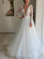 Sexy V-neck Long sleeves Mermaid Lace applique Wedding Dresses,WD3048