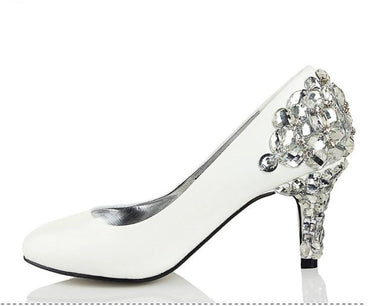 Popular Handmade Pearls Rhinestone Pointed Toe Crystal Wedding Shoes, S027 Popular Handmade Pearls Rhinestone Pointed Toe Crystal Wedding Shoes, S027