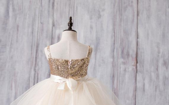 Gold Sequin Top Tulle Flower Girl Dresses, Lovely Tutu Dresses for Lit AlineBridal Gold Sequin Top Tulle Flower Girl Dresses, Lovely Tutu Dresses for Lit AlineBridal