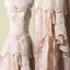 Vintage Pink Lace Sweetheart Classic Style Long A-line Wedding Party Dresses, WD0066