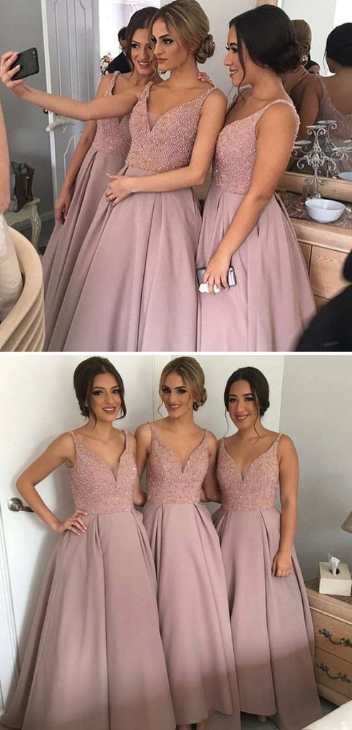 Gorgeous Pretty New Arrival V-Neck Sparkly Long Bridesmaid Ball Gown, WG69