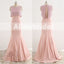 Unique Two Piece Pink Beading Top See Through  Back Mermaid Prom Dresses,PD00065