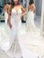 Sexy V-neck Sleeveless Mermaid Lace applique Wedding Dresses, WD3047