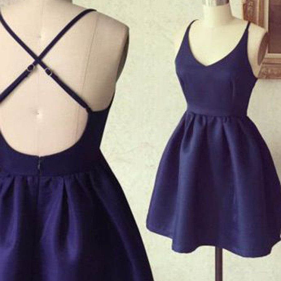 Short cheap simple blue cross freshman homecoming prom gown dress,BD0084