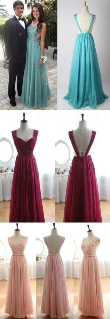 Simple A-line Different Color Open Back Evening Party Prom Dress. AB1150