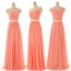 Beautiful Beading Cap Sleeve Sweet Heart Chiffon Inexpensive Long Bridesmaid Dresses, Simple Cheap Prom Dress, WG14