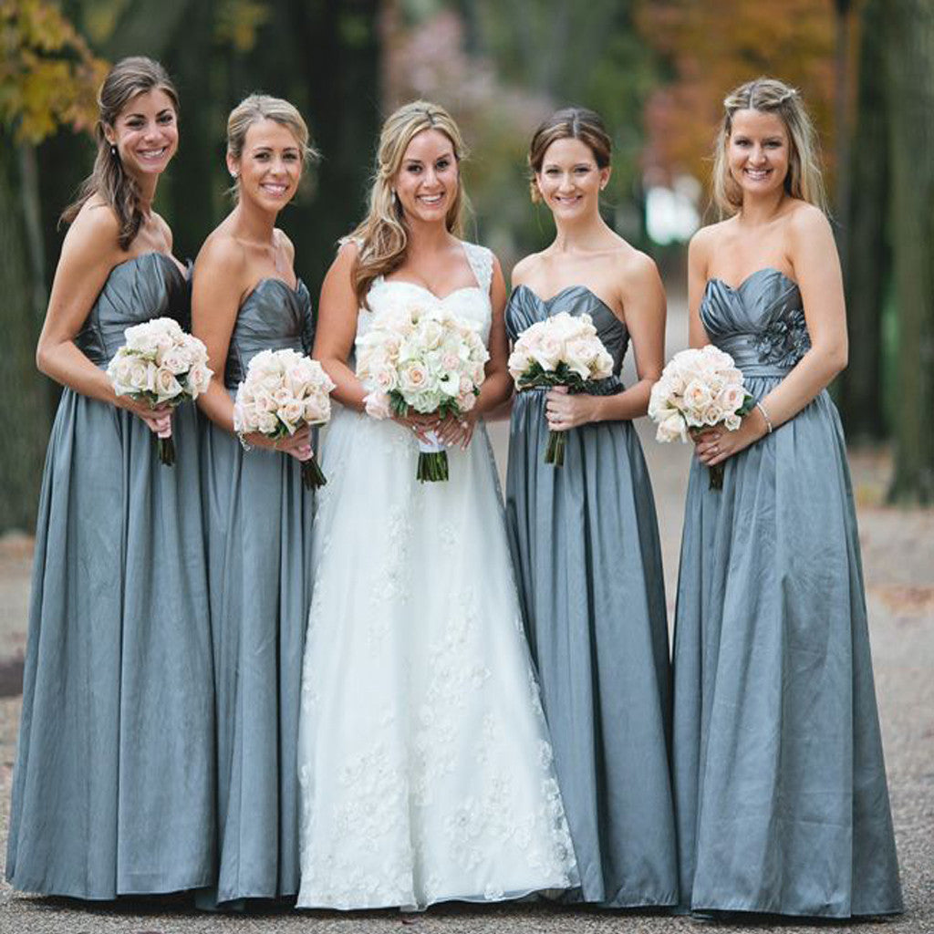 Sweetheart A-line Simple Country Vintage Long Bridesmaid Dress. AB077