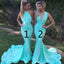 Unique Sexy Mermaid Blue Mismatched Different Styles Charming Inexpensive Long Wedding Party Dresses for Maid of Honor, WG097