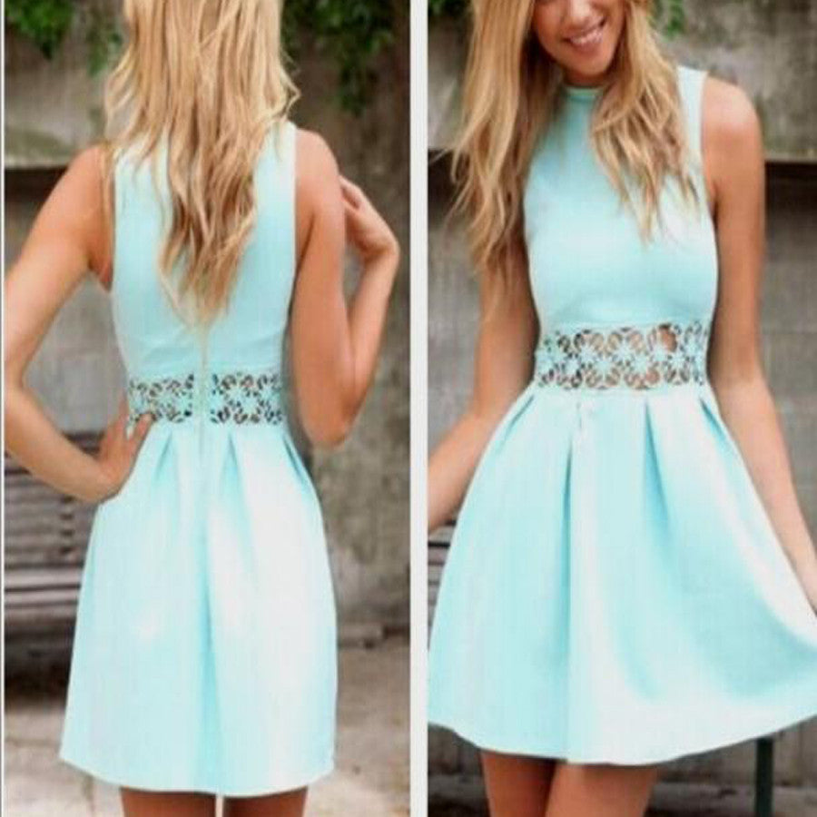 popular blue simple modest unique style lace freshman homecoming dresses,BD0099