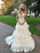 Elegant V-neck Sleeveless A-line Long Prom Dress, PD3575