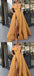 A-Line Elegant Gold Long Women Formal Prom Dresses,Evening Gowns with Split, PD0942