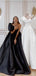 A-line Black White Satin One Shoulder Hot Modest Prom Dresses PD1961