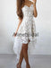 A-line Lace High-Low Spaghetti Straps Short Homecoming Dresses HD104