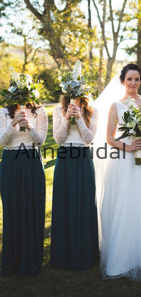 A-line Top Lace Long Sleevs Elegant Modest Bridesmaid Dresses AB4226