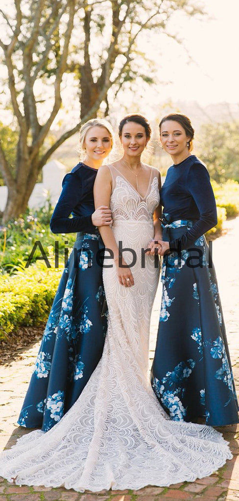 A-line Unique Long Sleeves Elegant Formal Bridesmaid Dresses AB4227