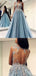 A Line Open Back Light Blue Round Neck Long Popular Tulle Prom Dresses PD1127
