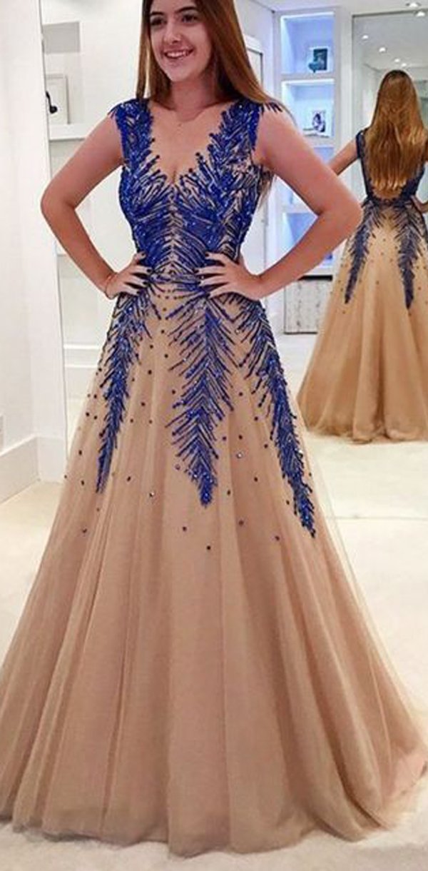 A Line V Neck Modest Elegant Hot Champagne Tulle Prom Dresses ,PD1208 AlineBridal A Line V Neck Modest Elegant Hot Champagne Tulle Prom Dresses ,PD1208 AlineBridal