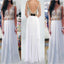 White Chiffon Lace V- Back Cheap Beach Wedding Party Wedding Dresses,PD0108