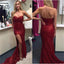 New Arrival Strapless Sweetheart Side Slit Red Sequined Sparkle Sexy Charming Prom Dresses Online,PD0146