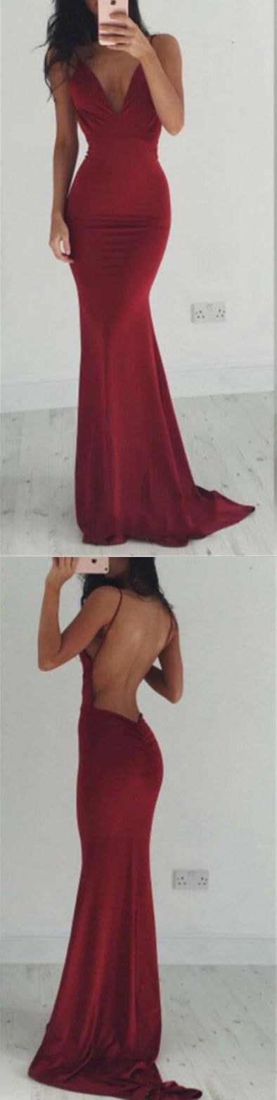 Burgundy Backless V-neck Sexy Mermaid Spaghetti Straps Cocktail Afford AlineBridal Burgundy Backless V-neck Sexy Mermaid Spaghetti Straps Cocktail Afford AlineBridal