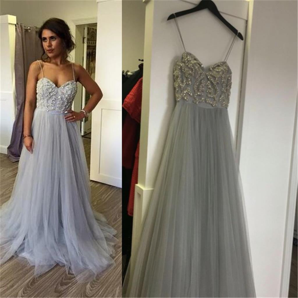 Affordable Prom Dresses Spaghetti Straps Long Lace V Neckline High Spl –  Hoprom