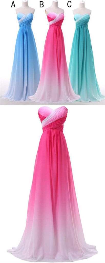 Strapless Sweetheart Gradient Chiffon Cheap Evening Party Bridesmaid Dresses Online,PD0191