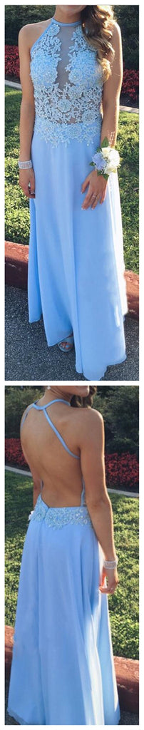 Long Custom Chiffon Blue Simple Affordable Prom Dress,PD0070