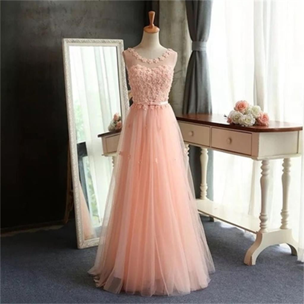 Long Scoop Tulle Pretty Popular Lovely Casual Evening Party Prom Dresses Online,PD0096
