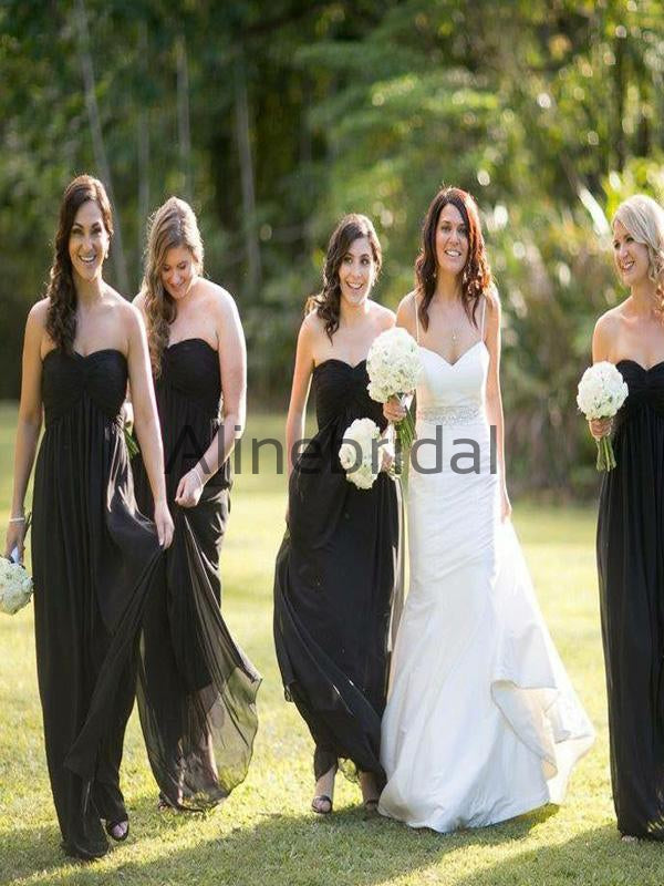 Black Chiffon Sweetheart Long Country Bridesmaid Dresses AB4201 – AlineBridal Black Chiffon Sweetheart Long Country Bridesmaid Dresses AB4201 – AlineBridal