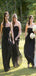 Black Chiffon Sweetheart Long Country Bridesmaid Dresses AB4201