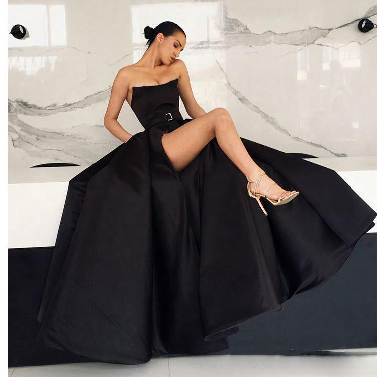 Black prom dress with pockets sale