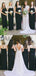 Black Spaghetti Strap With Side Slip Long Bridesmaid Dresses, AB4111