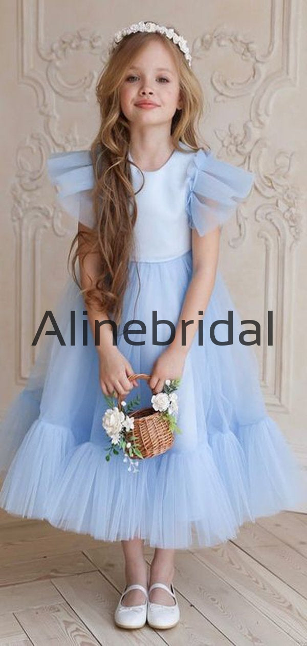 Blue Pink Tulle Cute Cheap Flower Girl Dresses FGS147 – AlineBridal