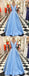 Blue Satin V-neck  Sleeveless A-line Elegant Prom Dresses,PD00353