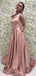Blush Pink Satin One Shoulder Simple Prom Dresses,PD00161