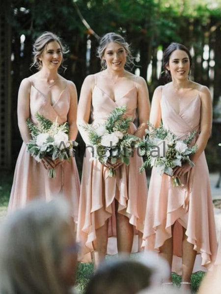 blue dress for baby girl Pink Lace Short Prom Dress, High Low Evening Dress Custom Size / Pink main image 0