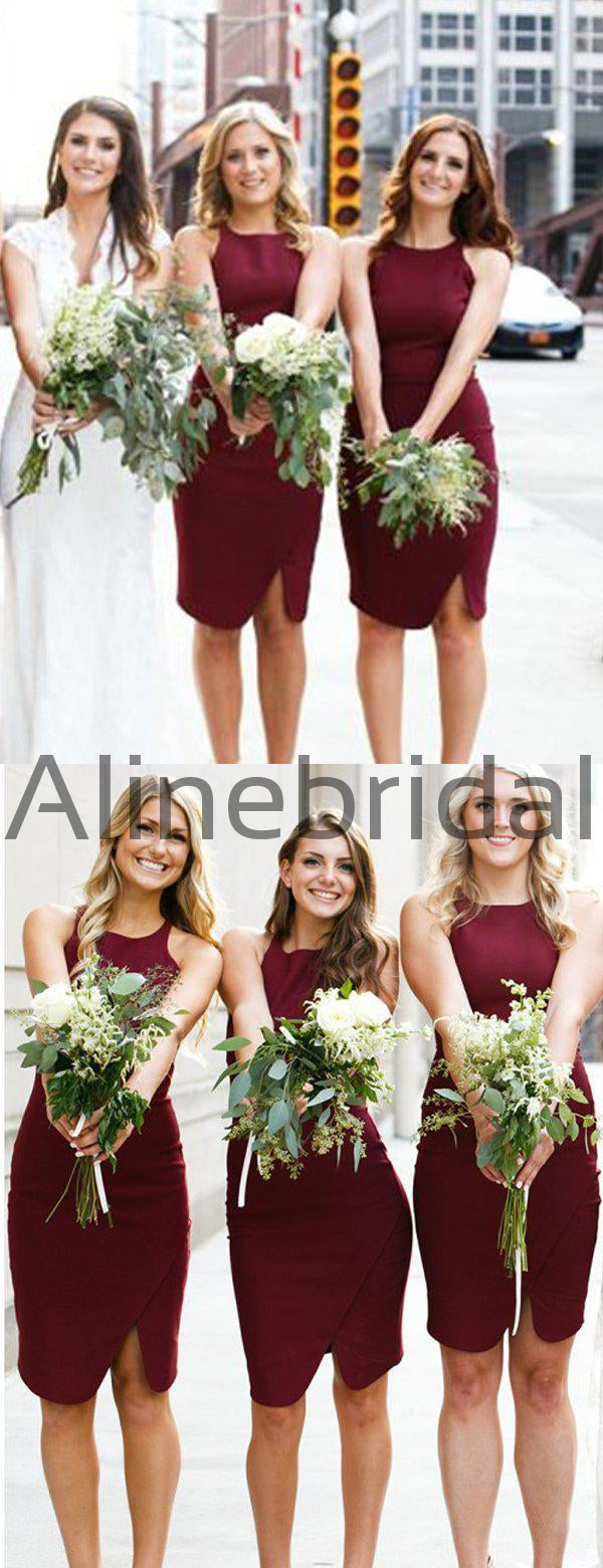 Maroon short bridesmaid dresses top