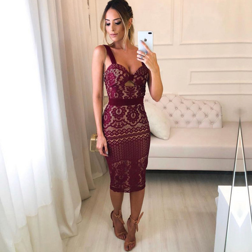 Burgundy tight deals fitted dress