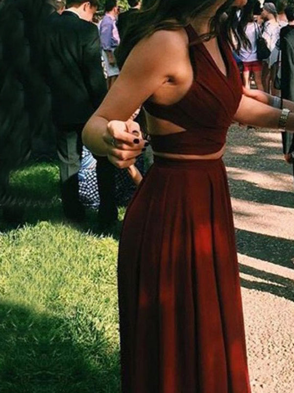 Burgundy Two Pieces Simple Gorgeous Vintage Party Prom Dresses. AB081 AlineBridal Burgundy Two Pieces Simple Gorgeous Vintage Party Prom Dresses. AB081 AlineBridal