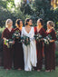 Burgundy V-neck Half Sleeve Plus Size Bridesmaid Dresses, AB4106