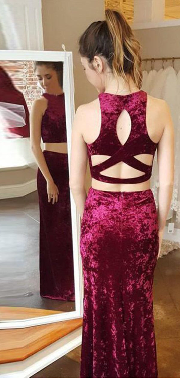 Red velvet two piece dress cheap