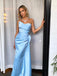 Charming  Mermaid Blue Satin Long Evening Prom Dresses PD1024