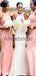 Charming Pink Mermaid Sleeveless Long Bridesmaid Dresses AB4240
