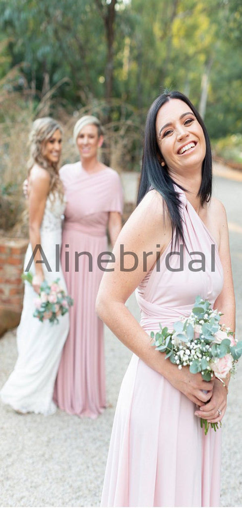Charming Pink Simple Jersy Beach Long Bridesmaid Dresses AB4203